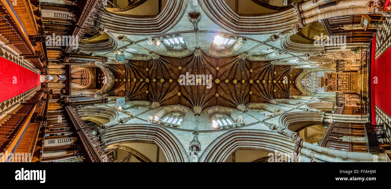 Interior panoramic photo of Selby Abbey, North Yorkshire, UK. Stock Photo