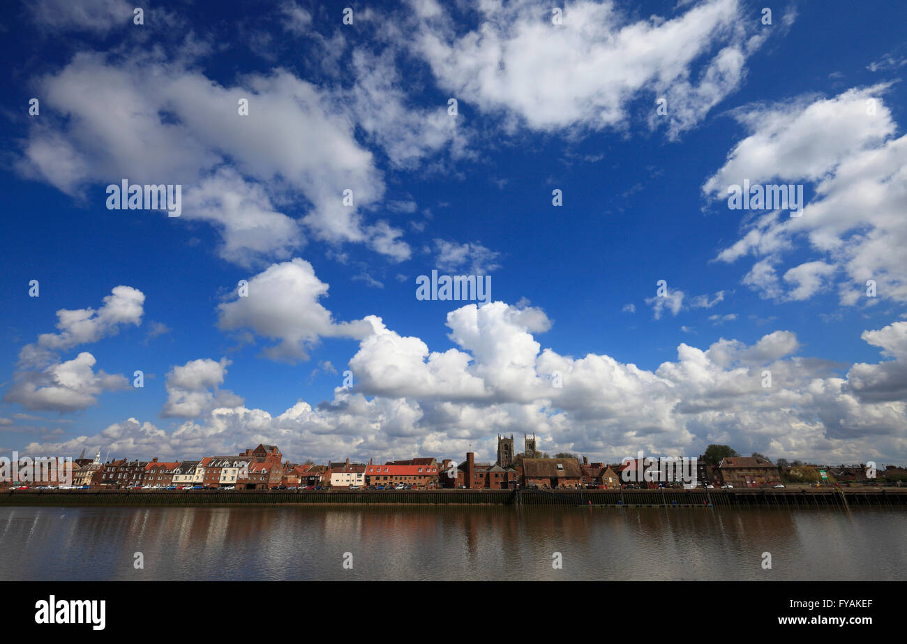 King's Lynn, Norfolk, and the River Great Ouse seen from West Lynn. Stock Photo