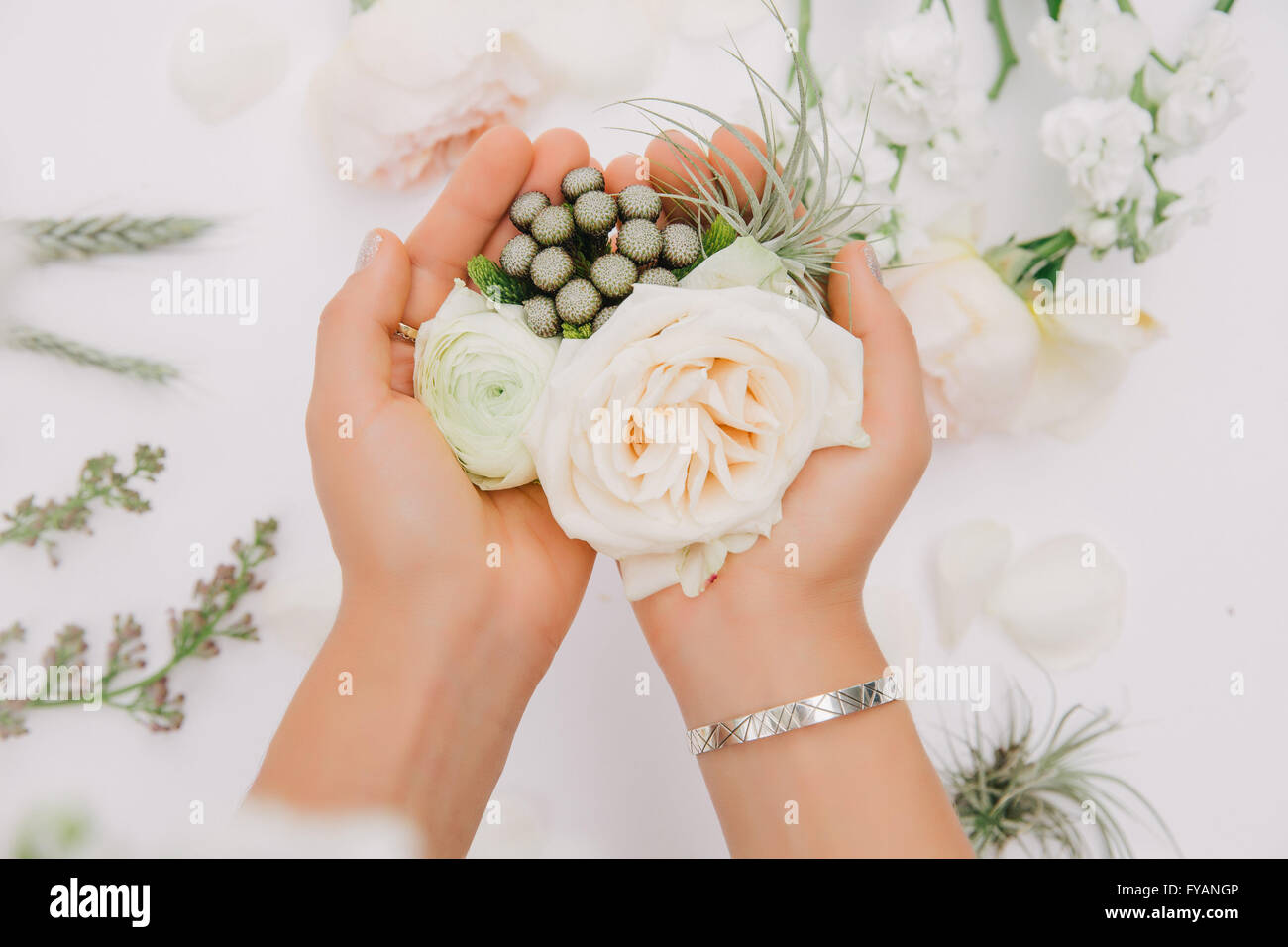 Hands holding flowers Stock Photo Alamy