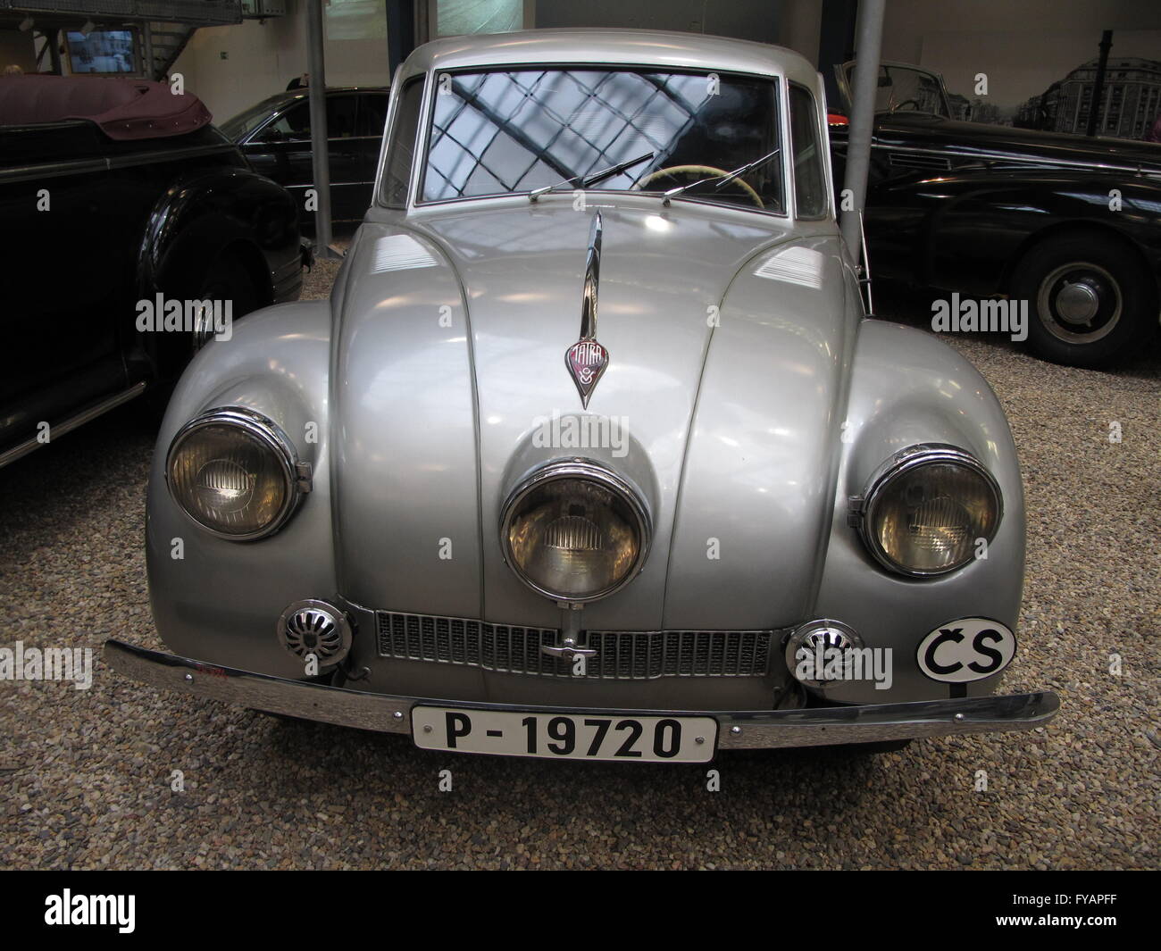 Prague, Czech Republic. Vintage 1936 Tatra 87 at the National Technical Museum. Tatra 87 was an innovative car for its time feat Stock Photo