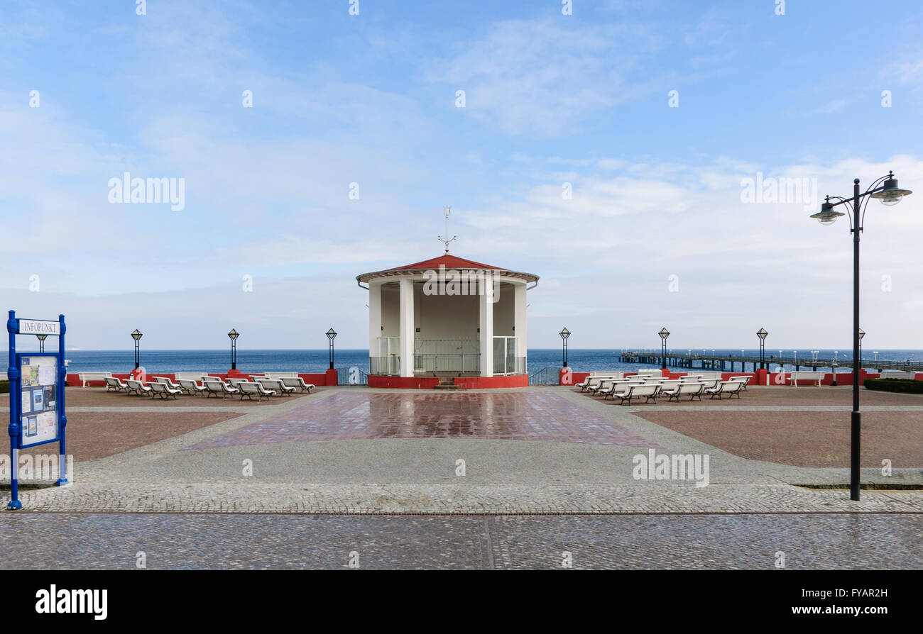 Square of the spa resort in Binz with pavilion and benches Stock Photo