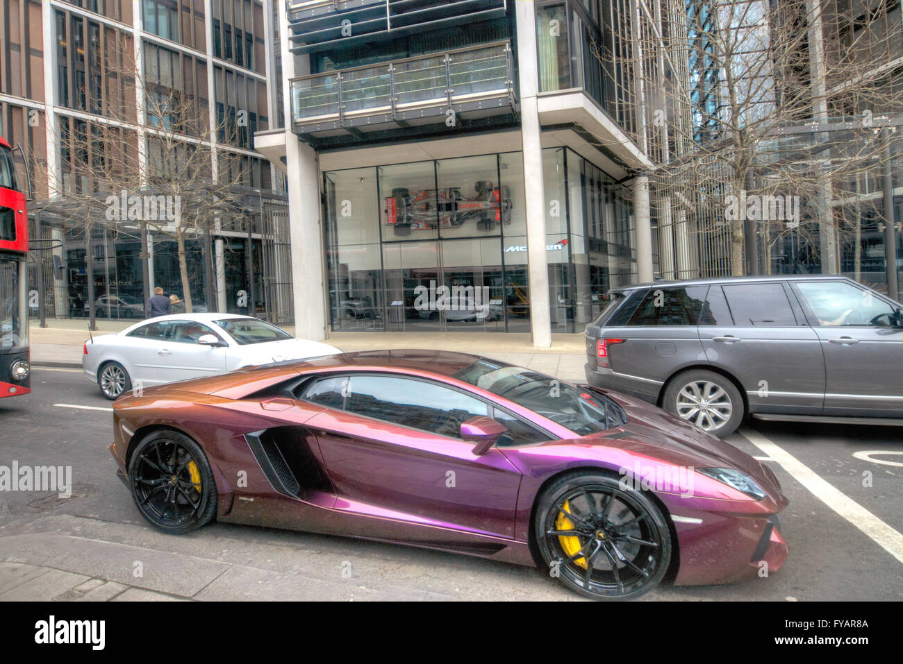 supercars in knightsbridge, expensive cars in London Stock Photo Alamy