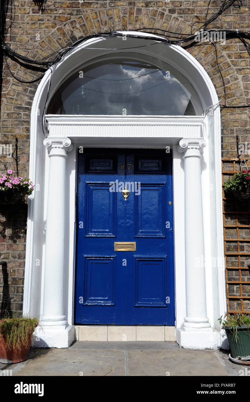 Typical painted doors in Lower Gardiner Street, Dublin, Ireland Stock