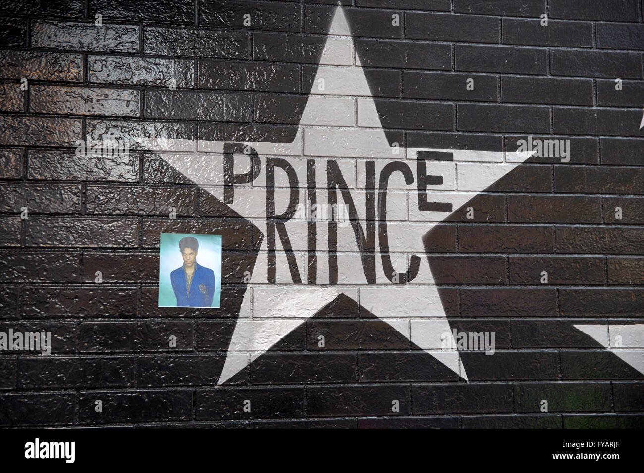 Prince star on the exterior of the First Avenue & 7th Street Entry nightclub in downtown Minneapolis, Minnesota Stock Photo