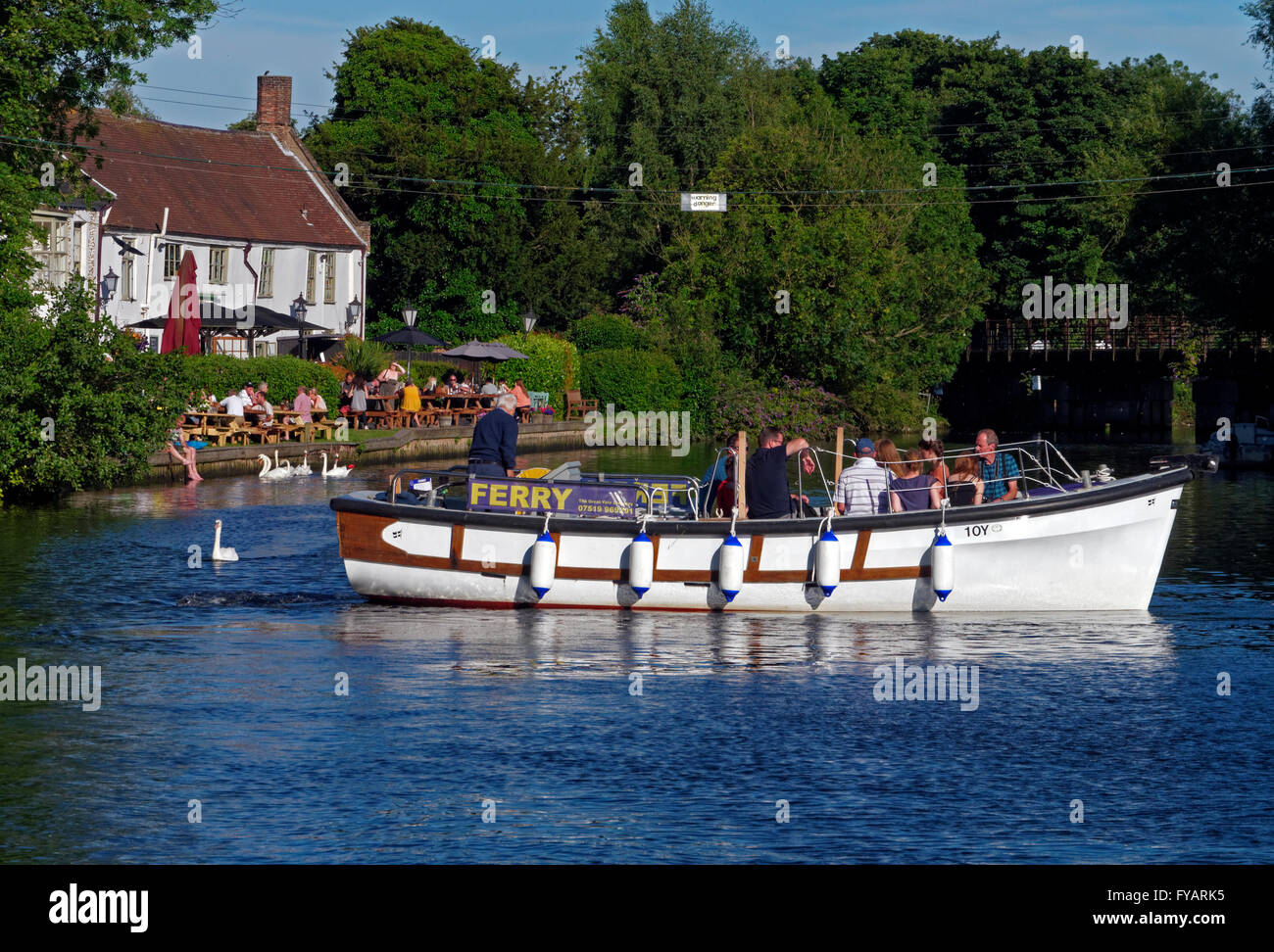 River Ferryboat Departing on The River Yare at Thorpe St Andrew, Nr