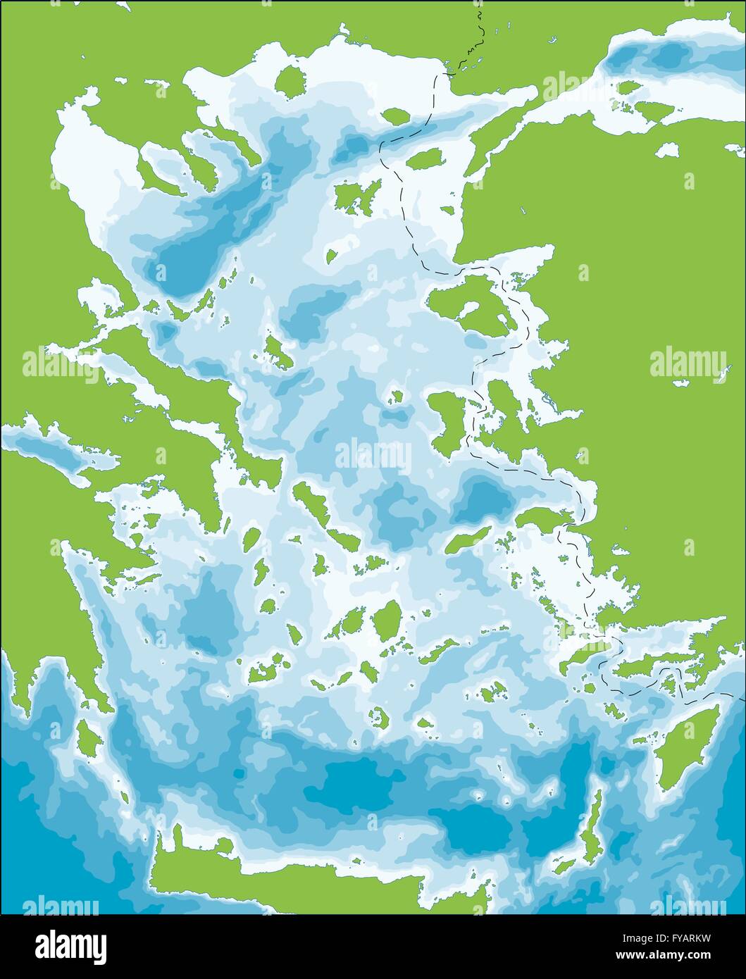 Aegean Sea map Stock Vector