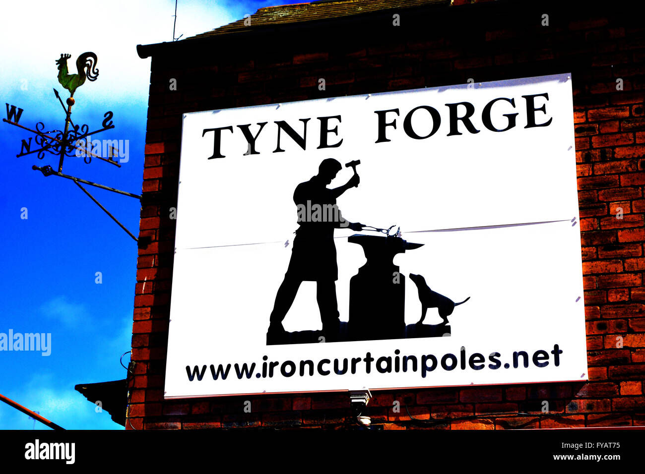 Tyne Forge iron works North Shields blue sky white wall Stock Photo