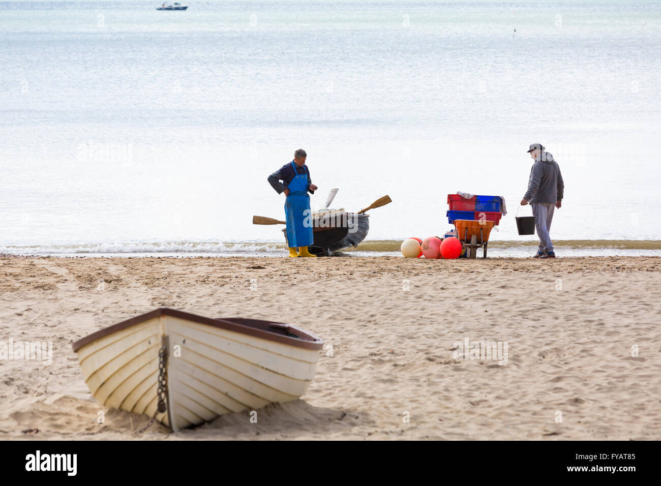 Fresh fish at Durley Chine beach, Bournemouth in April Stock Photo