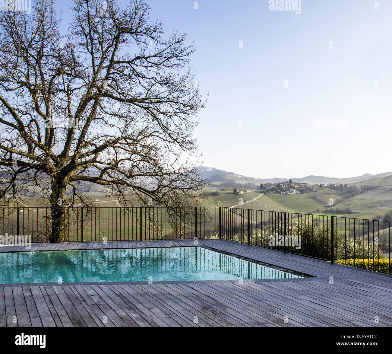 Modern country resort with swimming pool Stock Photo - Alamy