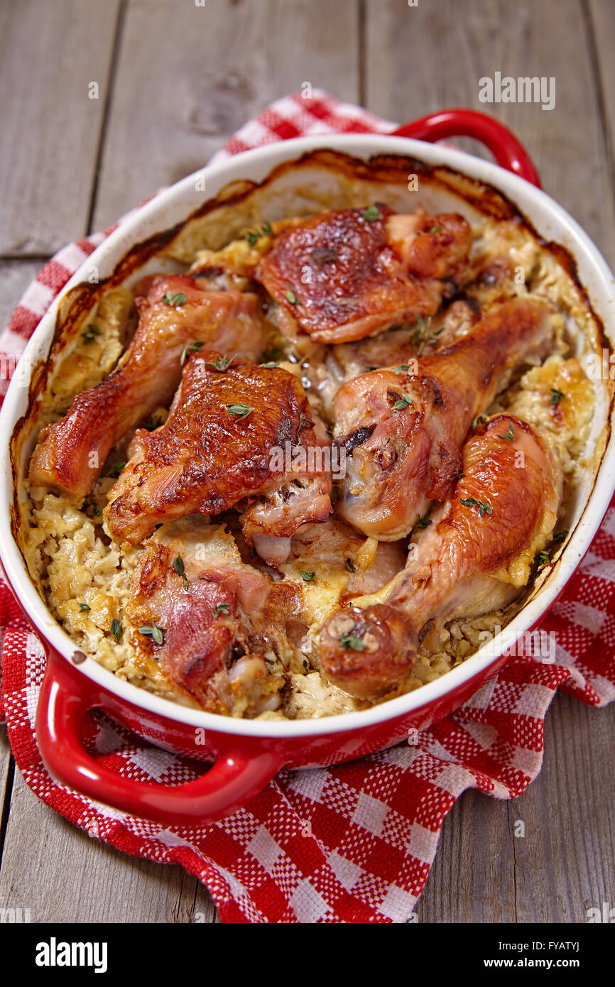 Baked chicken legs with honey Stock Photo - Alamy