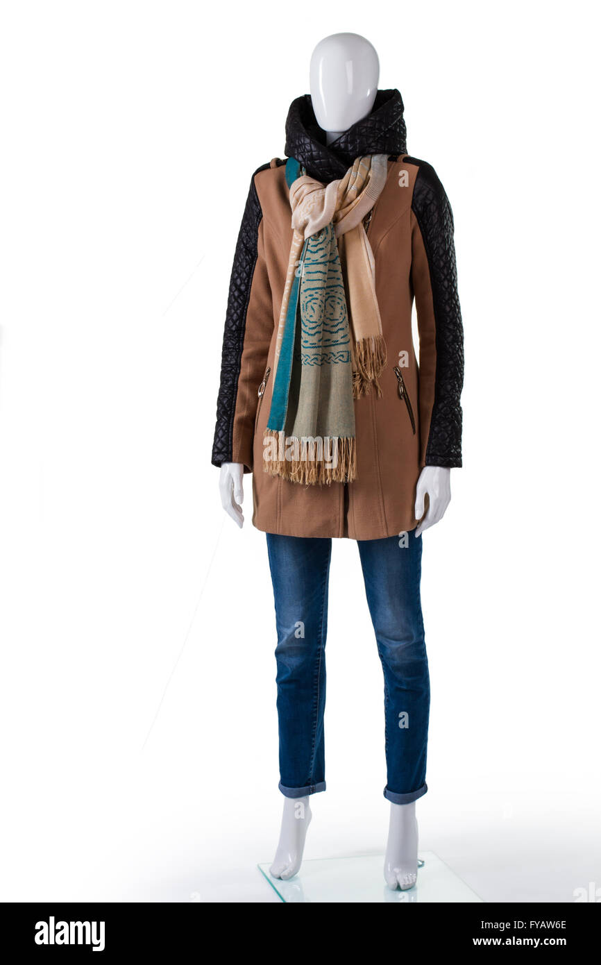 Jacket with jeans and scarf. Stock Photo