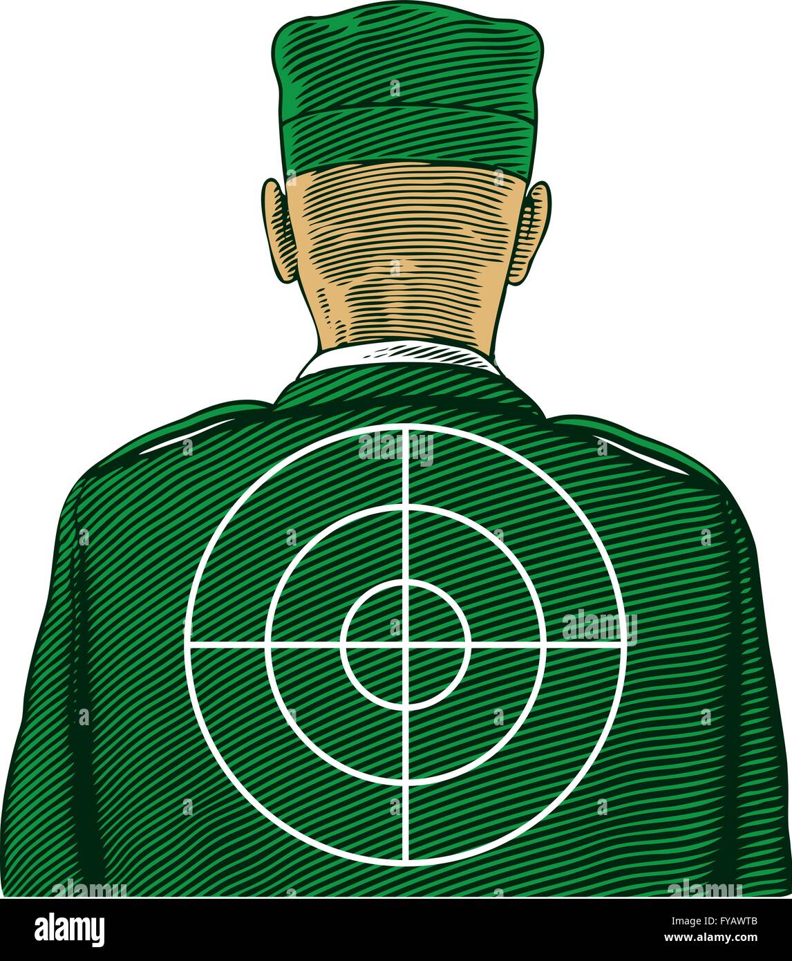 Soldier with target from back or rear view Stock Vector