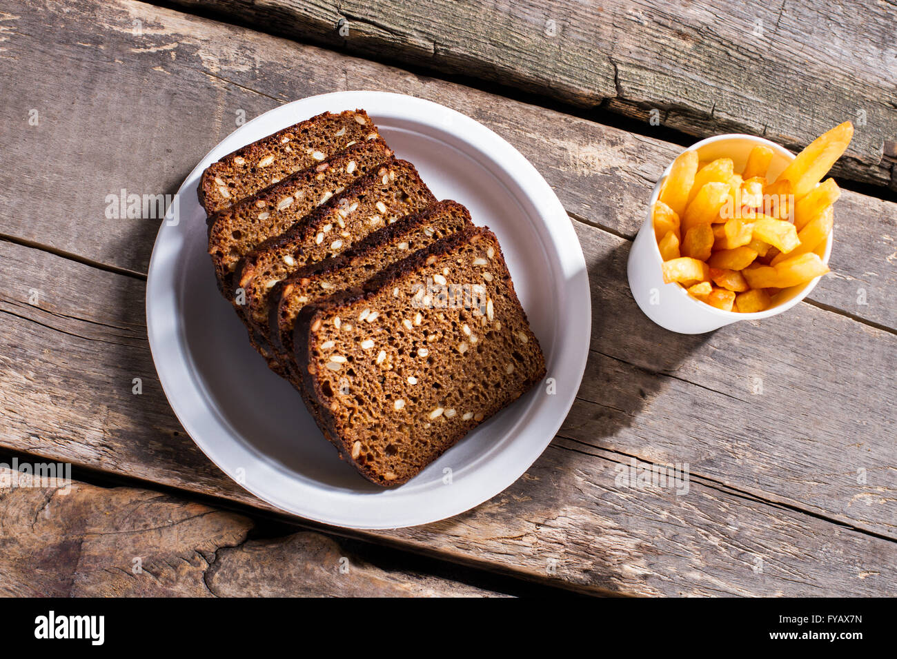 Sliced bread and french fries Stock Photo Alamy