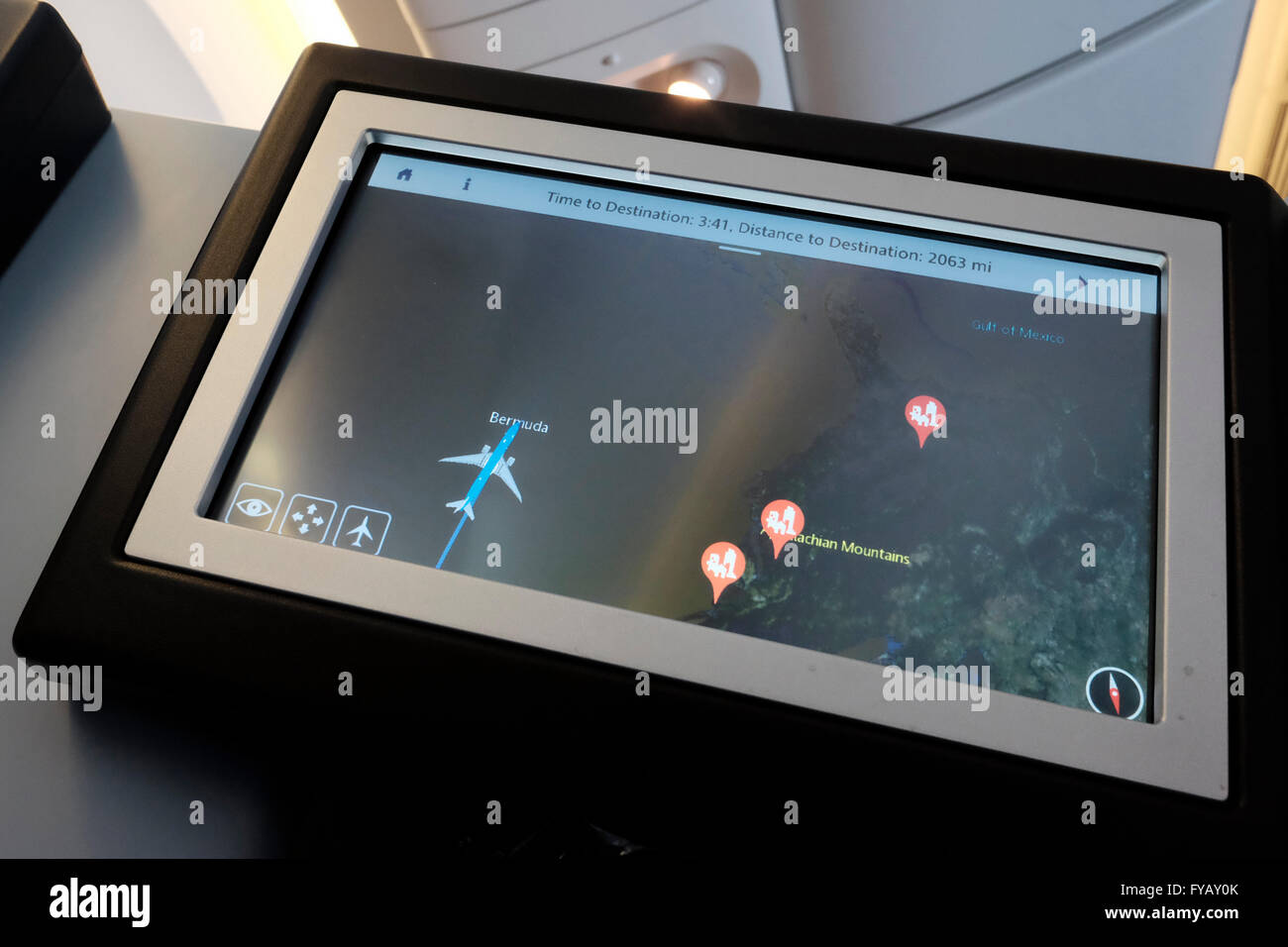 An Aeroplane flight position map showing aircraft position above