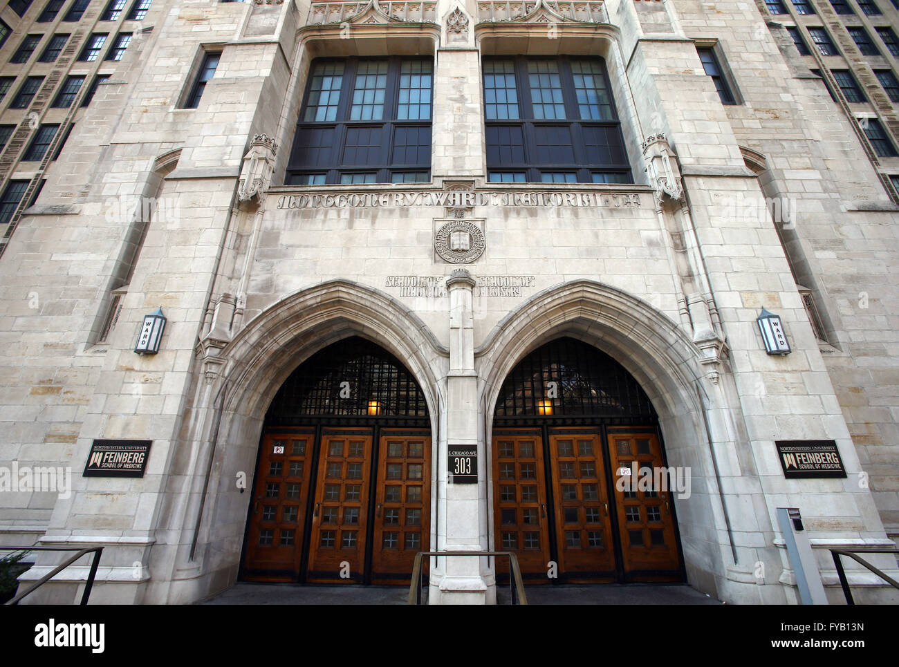 Main entrance to Feinberg School of Medicine at the Montgomery Ward Memorial Building at Northwestern University Stock Photo