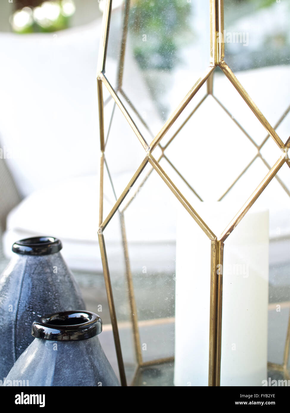 Brass candle lamp holder slate table design pottery porcelain vases