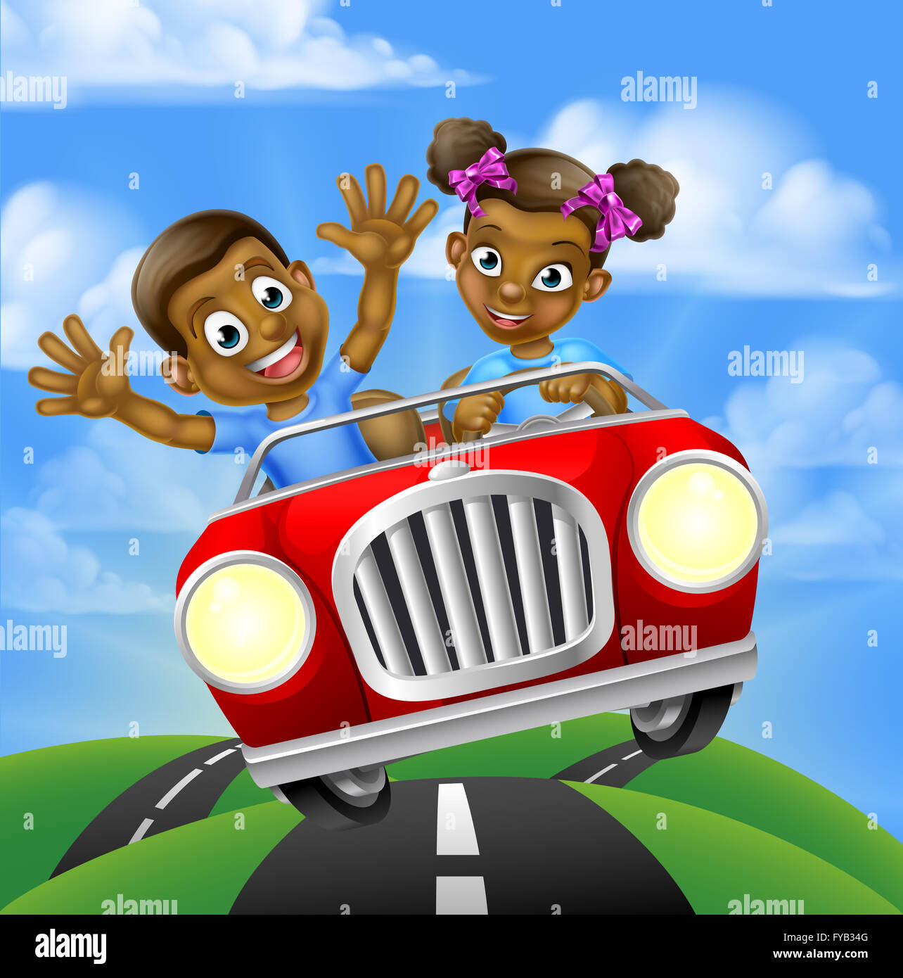 Cartoon boy driving car hi-res stock photography and images - Alamy