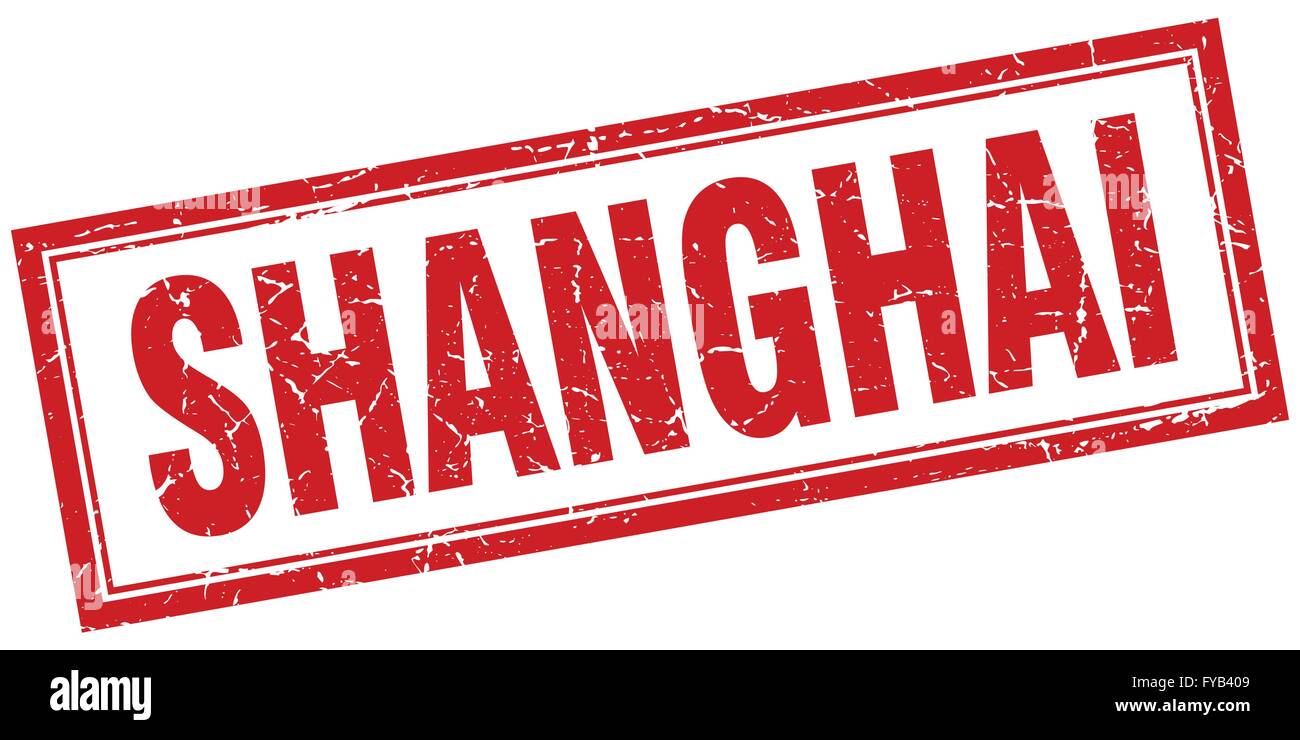 Shanghai red square grunge stamp on white Stock Vector Image & Art - Alamy