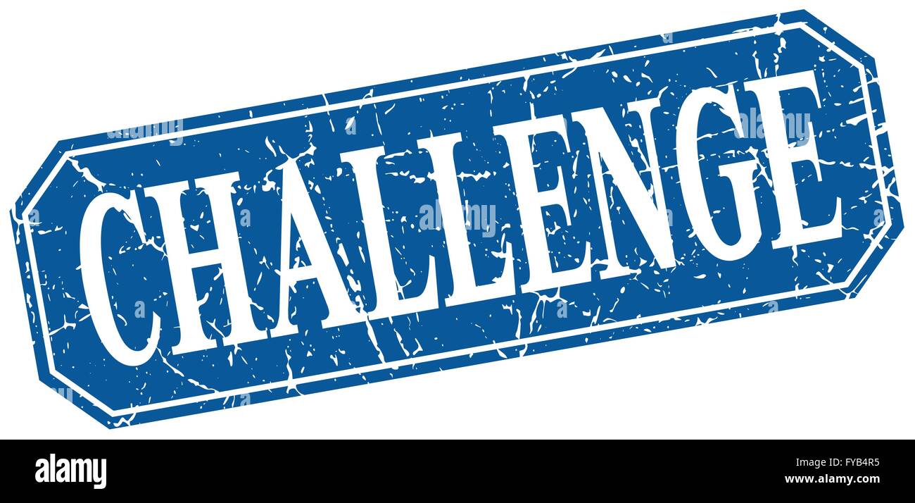 challenge blue square vintage grunge isolated sign Stock Vector
