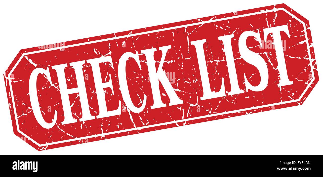 check list red square vintage grunge isolated sign Stock Vector Image ...