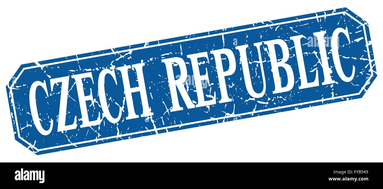 Czech Republic blue square grunge retro style sign Stock Vector Image ...