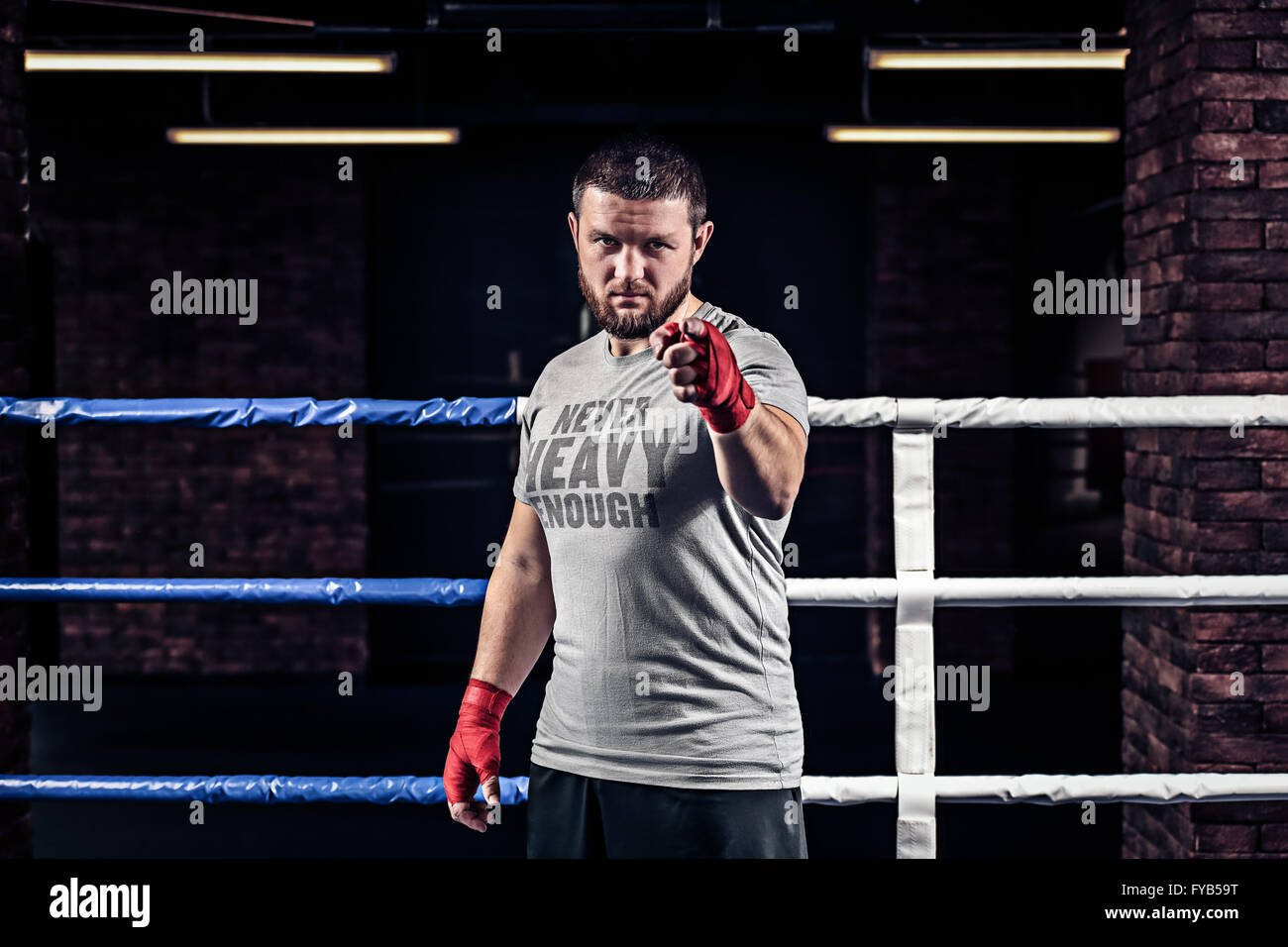 You fight next man in red boxing bandages Stock Photo