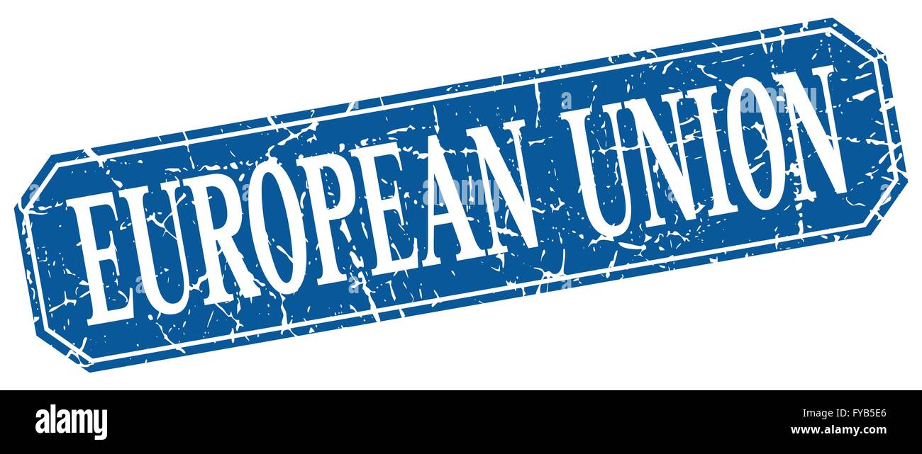 european union blue square grunge retro style sign Stock Vector Image ...
