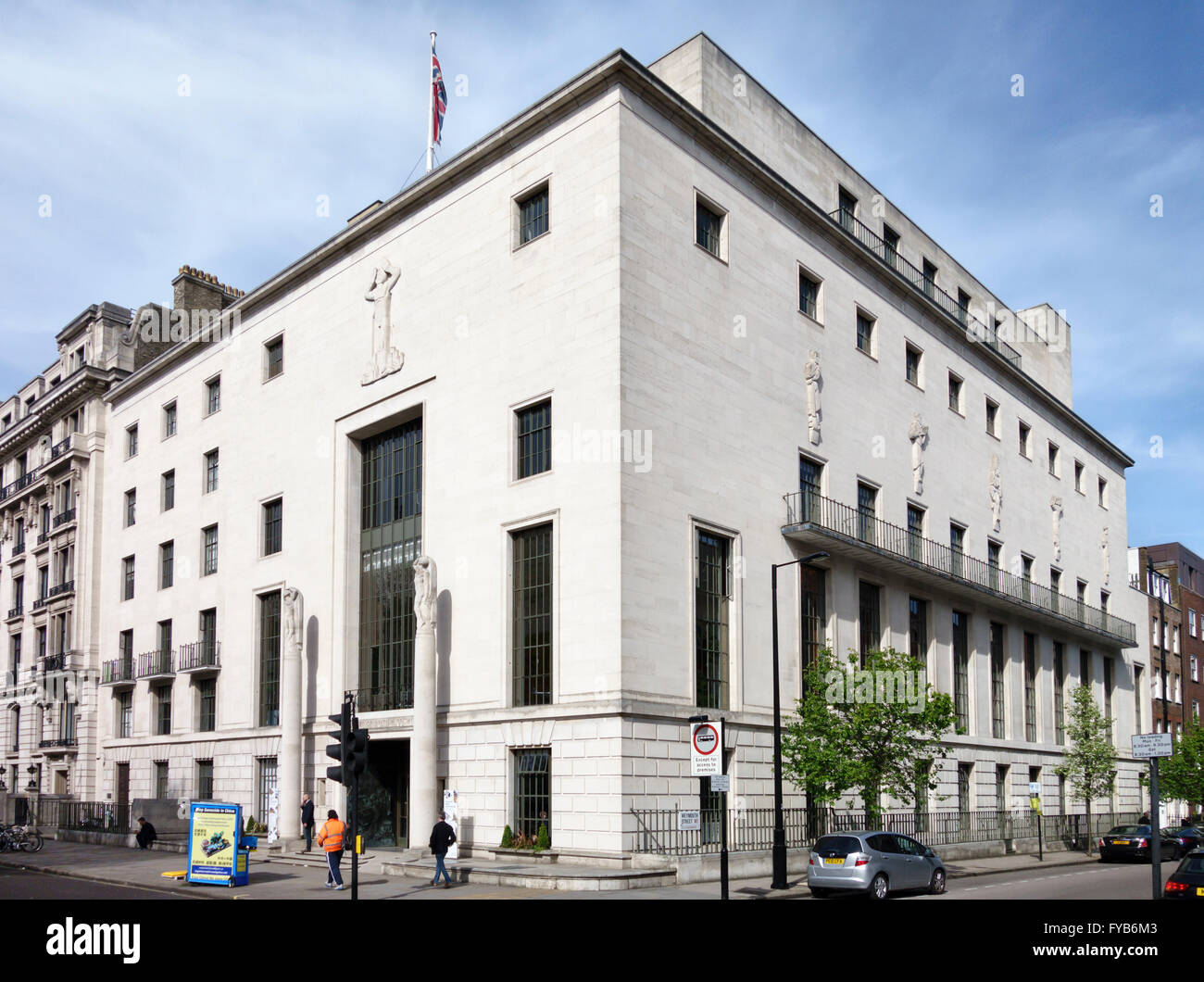 66 Portland Place, London, UK. The headquarters of the Royal Institute of British Architects (RIBA), built in the 1930s Stock Photo