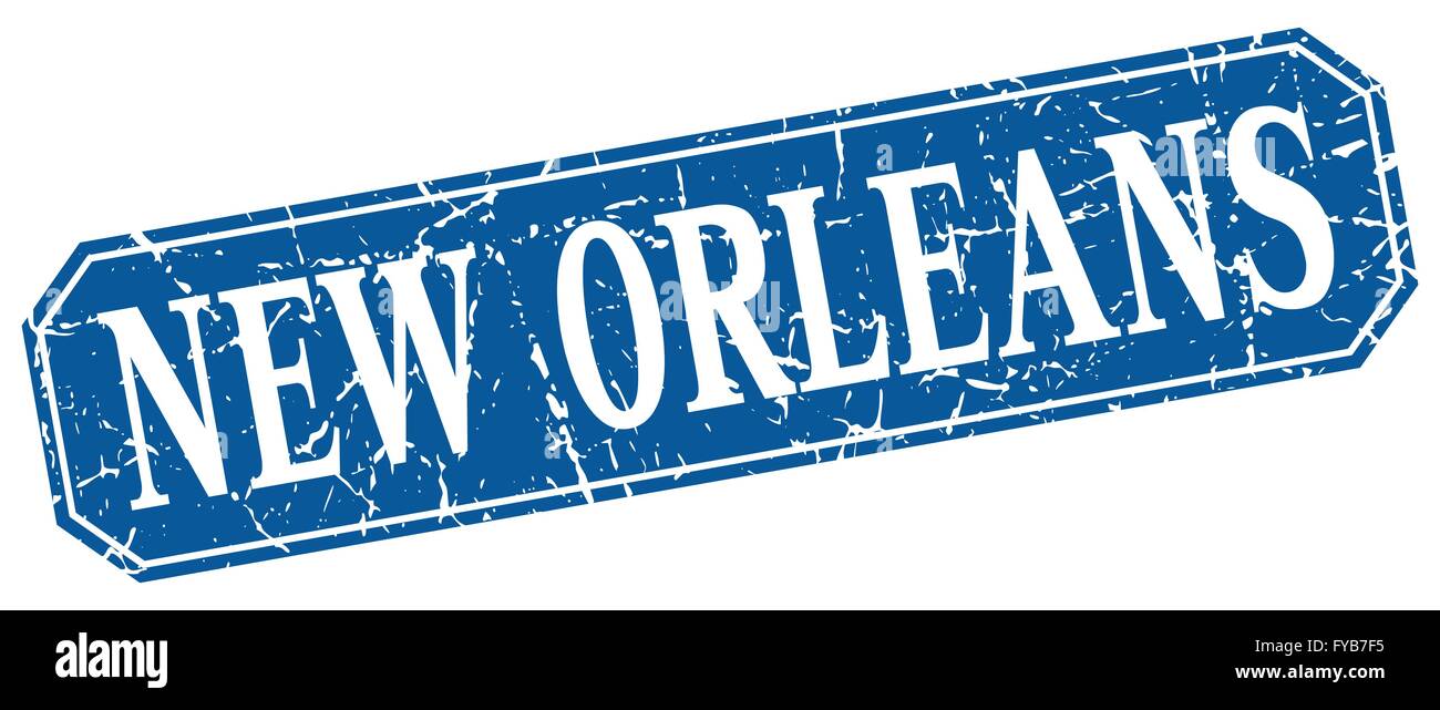 New Orleans blue square grunge retro style sign Stock Vector Image ...
