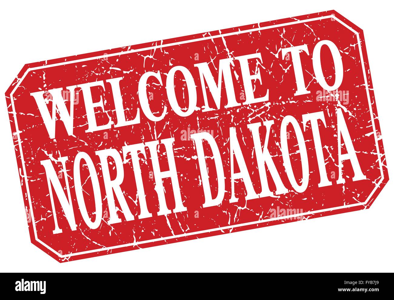 welcome to North Dakota red square grunge stamp Stock Vector