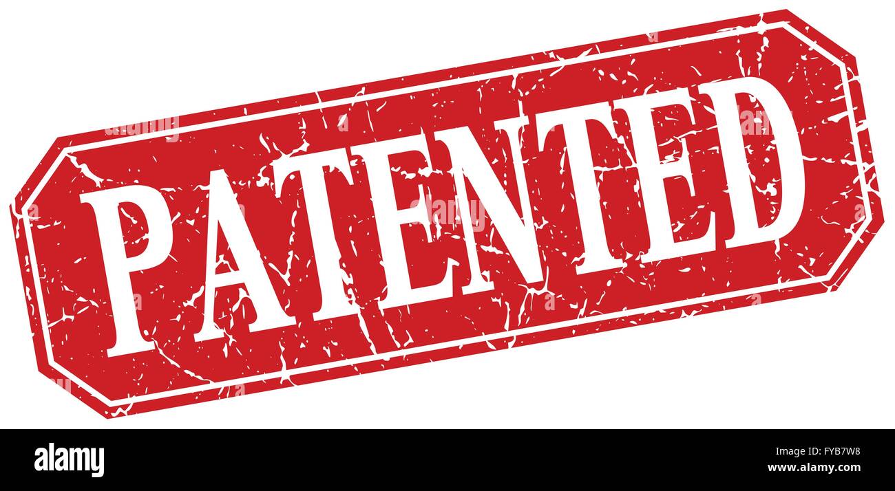 patented red square vintage grunge isolated sign Stock Vector Image ...