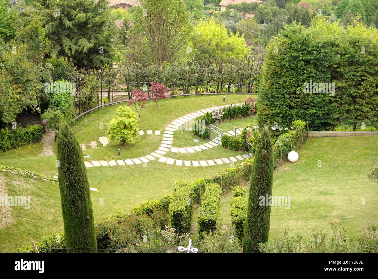 Zen Garden and stonepath Stock Photo