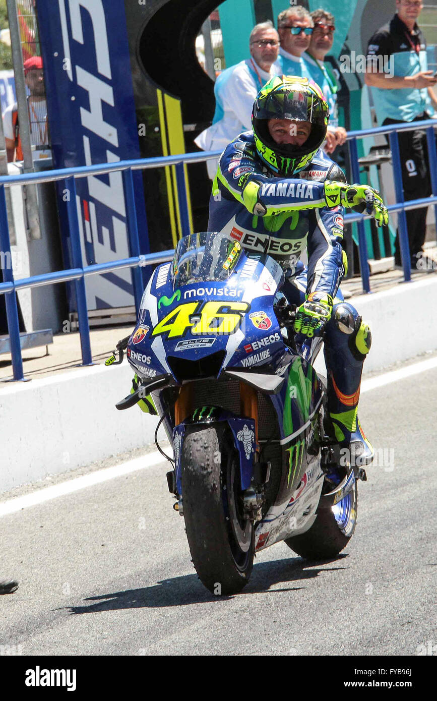 Jerez Spain 24th April 2016 Valentino Rossi Of Italy And