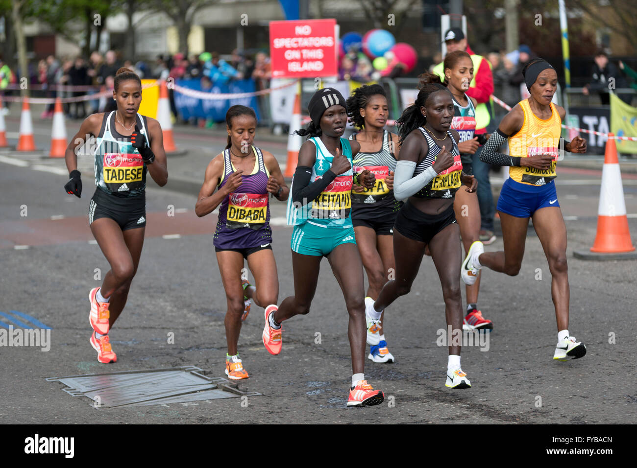 London, UK. 24th April 2016. Virgin Money London Marathon 2016, The Highway, London, UK. Credit:  Simon Balson/Alamy Live News Stock Photo