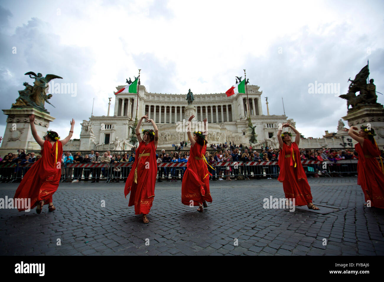 Parade In Rome Rome, Italy. 24th Apr, 2016. Performers take part in the parade at the ...