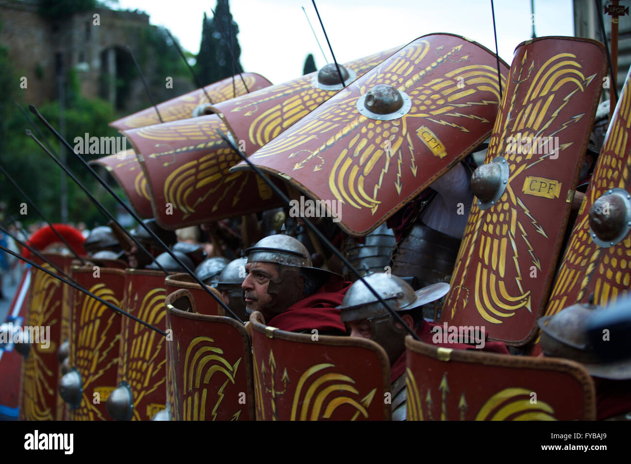 Rome, Italy. 24th Apr, 2016. Performers take part in the parade in Rome ...