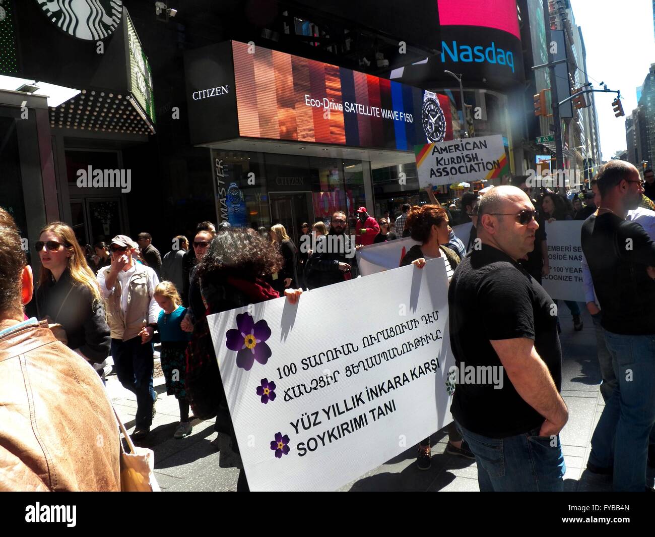 New York, N.Y. USA. 24th April, 2016.Time Square Rally to Remember the Armenian Genocide of April 24th, 1915. Credit:  Mark Apollo/Alamy Live News Stock Photo