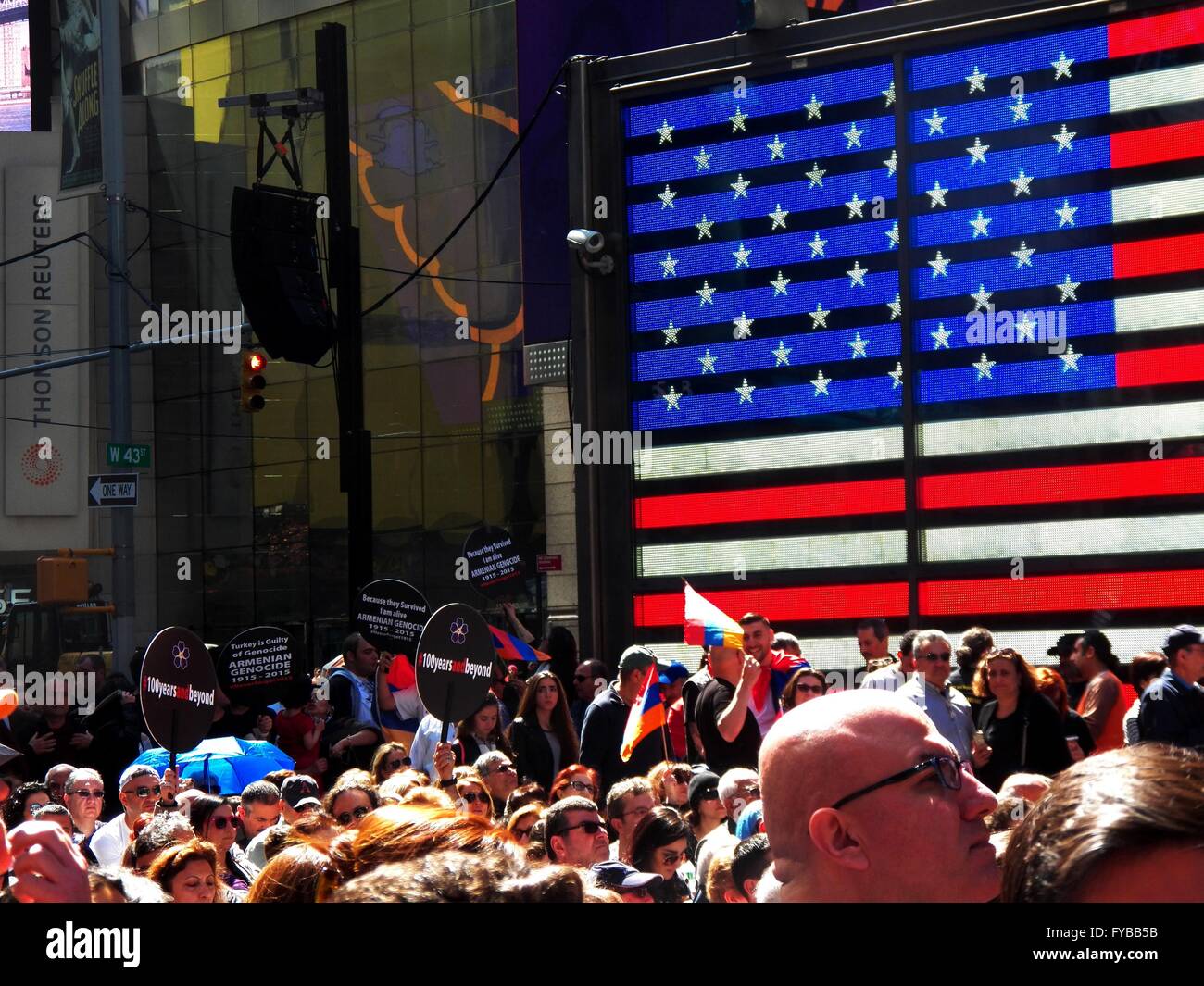 New York, N.Y. USA. 24th April, 2016.Time Square Rally to Remember the Armenian Genocide of April 24th, 1915. Credit:  Mark Apollo/Alamy Live News Stock Photo