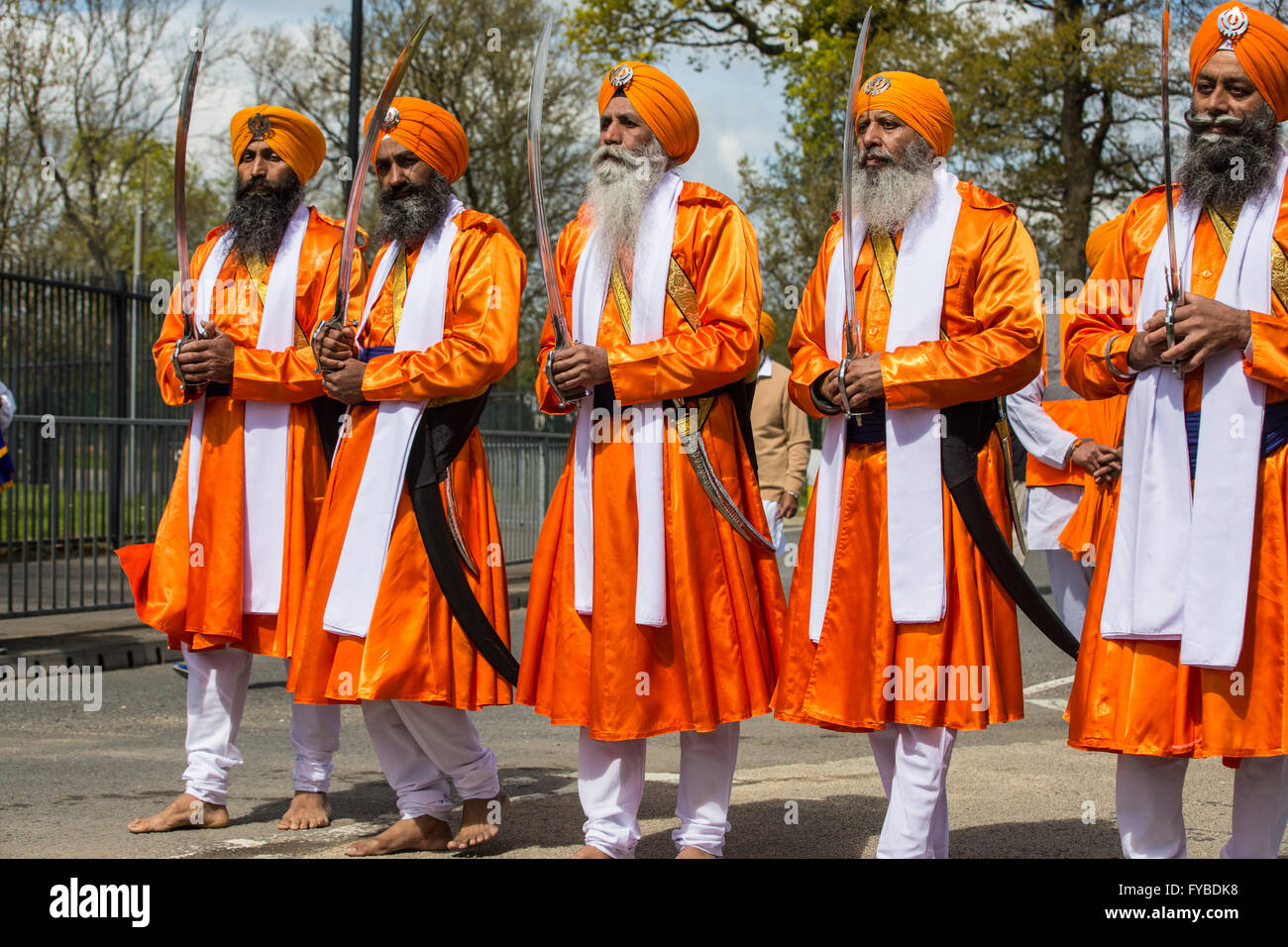 Slough, UK. 24th April 2016. The Panj Pyare (Five Beloved Ones) Take ...