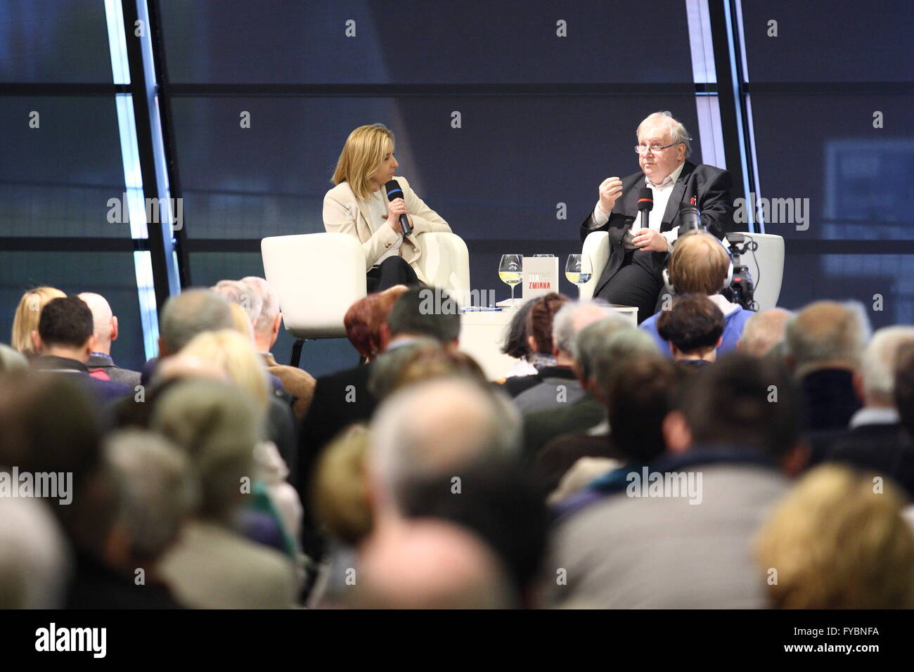 Gdansk, Poland 25th, April 2016 Aleksander Hall book promotion Fri. ' Bad Change ' (Zla Zmiana), harking to a Polish rulling party Law and Justice (PiS) slogan ' Good Change '.  Aleksander Hall (pictured) is a conservative political thinker, scholar and retired politician, activist of Movement for Defense of Human and Civic Rights. Credit:  Michal Fludra/Alamy Live News Stock Photo
