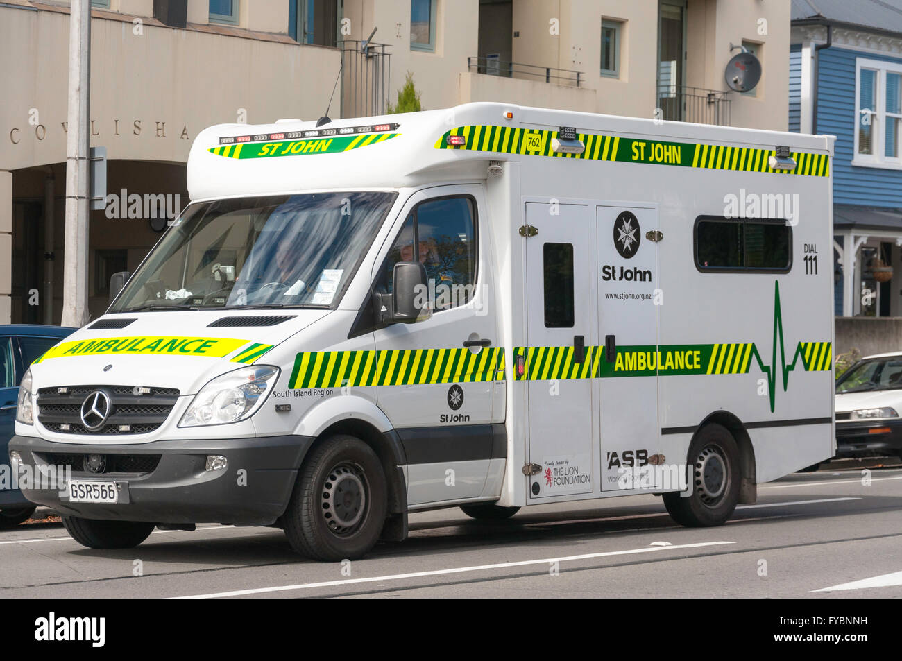 St John’s Ambulance on call, Montreal Street, Christchurch, Canterbury Region, New Zealand. Stock Photo