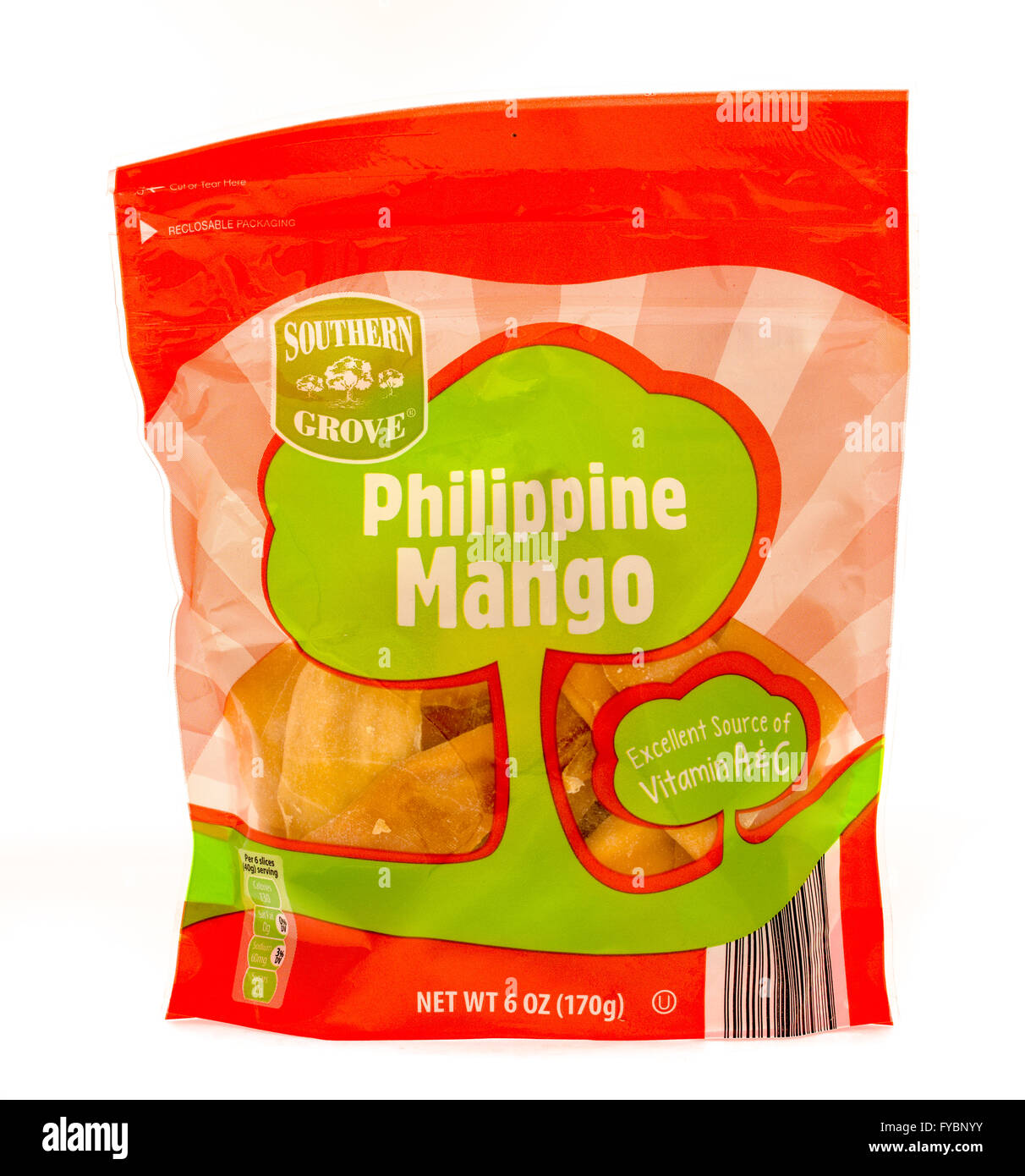 Winneconne, WI - 27 Sept 2015:  Package of Philippine mango made by Southern Grove. Stock Photo