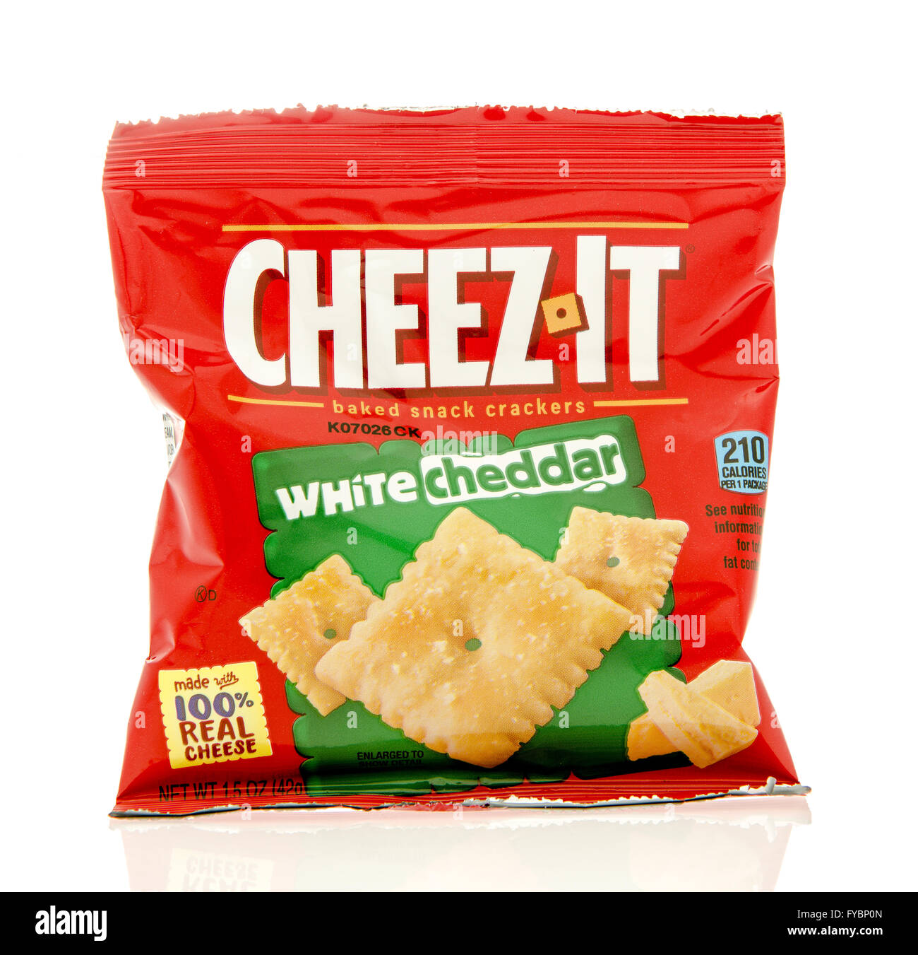Winneconne, WI - 19 Feb 2016: Bag of Cheez-it white cheddar crackers Stock Photo