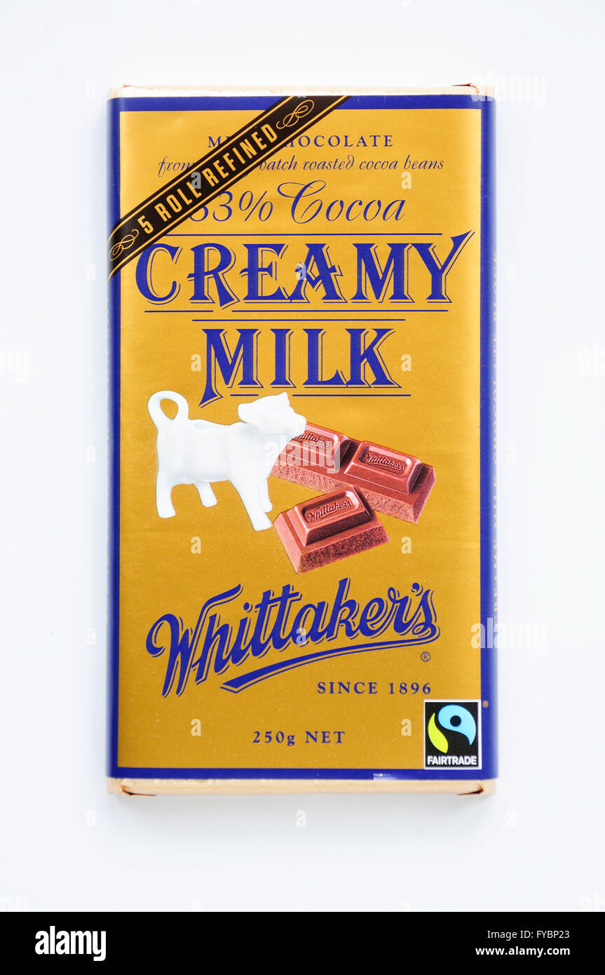 New Zealand 'Whittaker's' Creamy Milk chocolate block, Christchurch, Canterbury Region, South Island, New Zealand Stock Photo