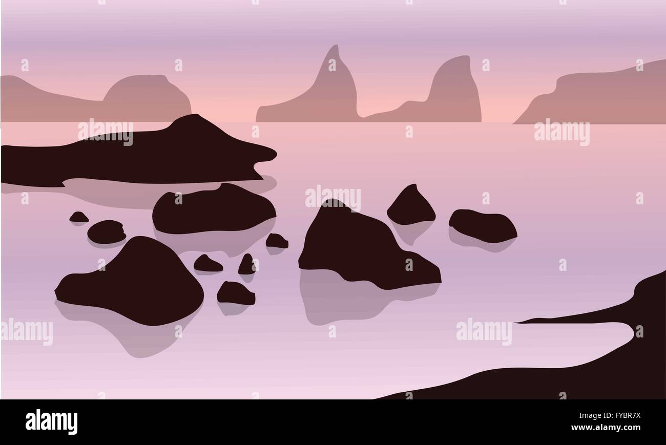 Rocks ocean beach in Stock Vector Images - Alamy