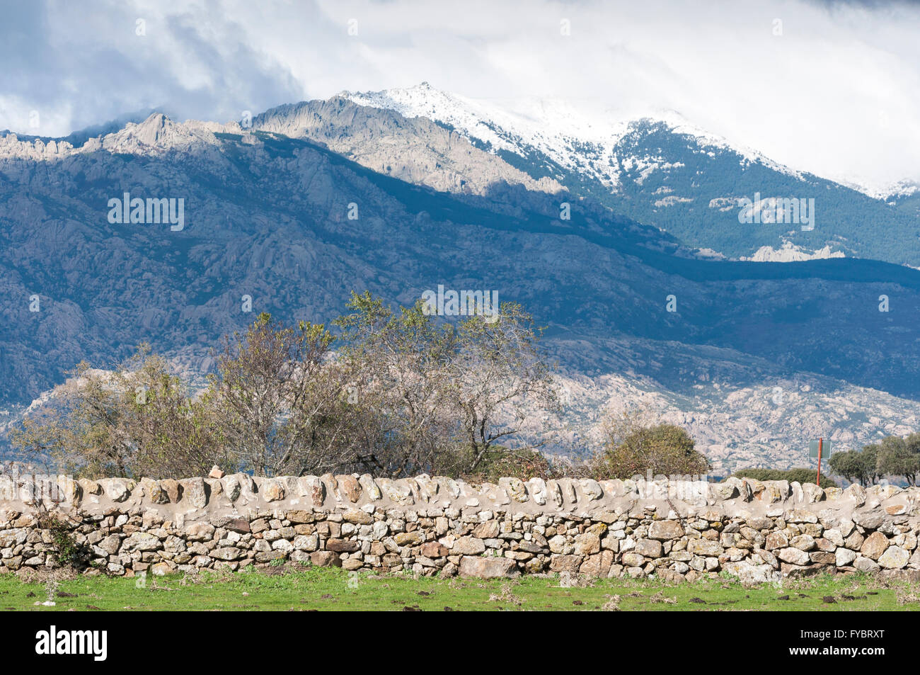 Stone wall in the field Stock Photo - Alamy