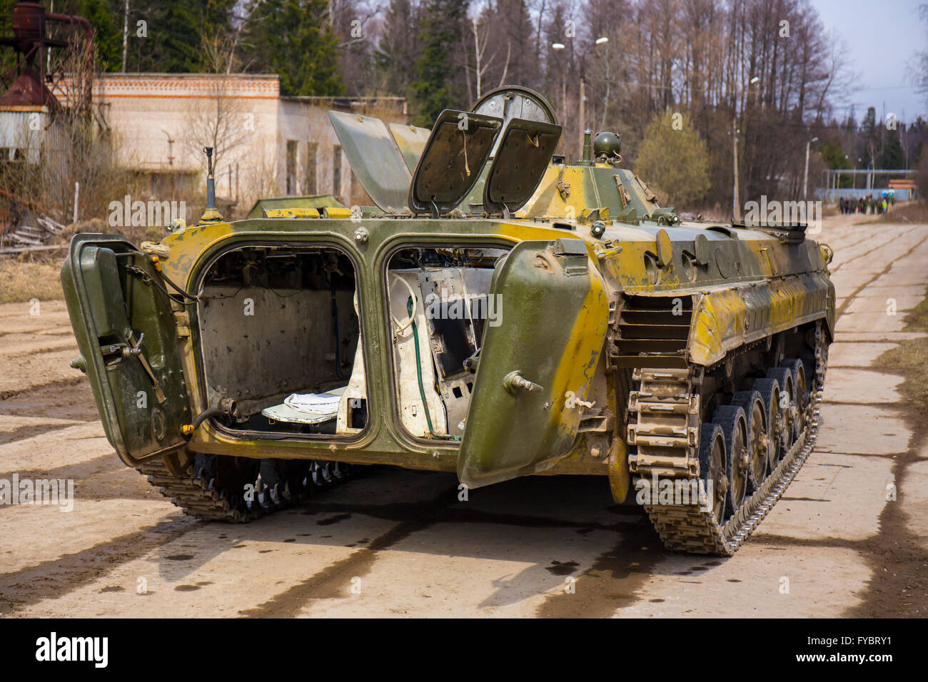 Soviet tracked infantry fighting vehicle BMP1 rear view Stock Photo