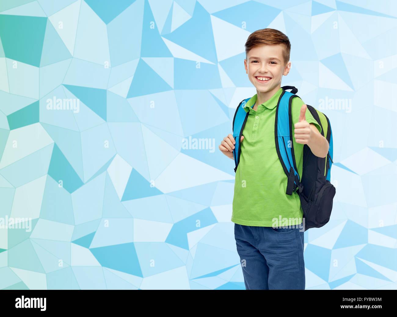 happy student boy with school bag Stock Photo - Alamy