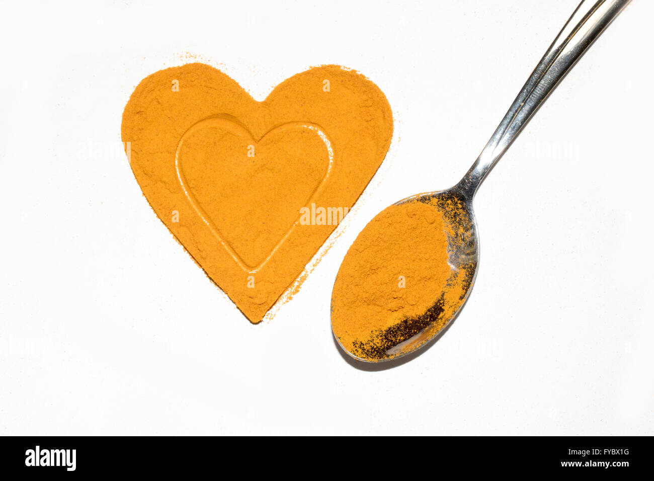 Turmeric Health Spice Powder Heart and Spoon Stock Photo Alamy