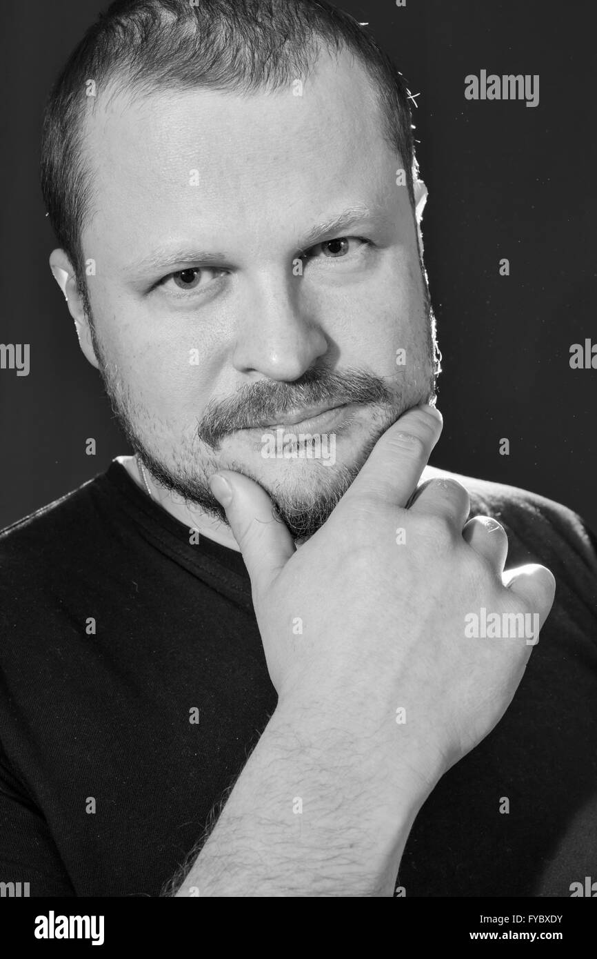 Bearded adult middle aged man Black and White Stock Photos & Images - Alamy